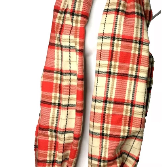 J.Crew Factory Scarf Long Plaid Shawl Wrap Fringe Tan Orange 74 x 24 - Picture 4 of 10